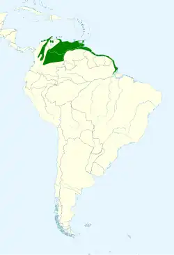 alt= Distribución continental del zanate caribeño.