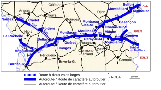 Mapa detallado del trazado de la Ruta Centro Europa Atlántico