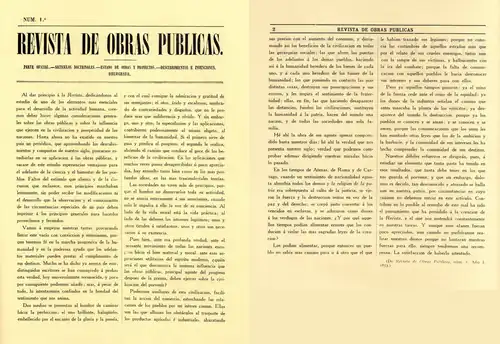 Editorial del número 1 de la Revista de Obras Públicas (1853)