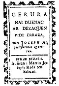 Libro de piedad en vascuence del sacerdote de Lesaca José Antonio Mikelestorena (1749)