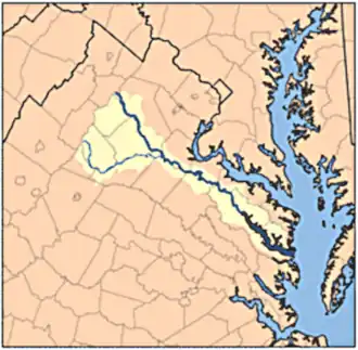 Río Rappahannock que discurre por el norte del estado