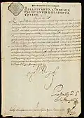 Real cédula firmada por Juan Bautista Sáenz Navarrete para que se acabe a la brevedad la construcción de la catedral.