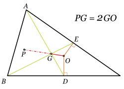 1. Se construye PG de modo que tenga el doble de longitud de GO.
