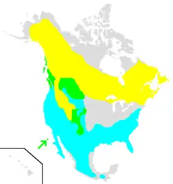 alt= Todo el año Temporada de cría Fuera de la temporada de cría (distribución aproximada)