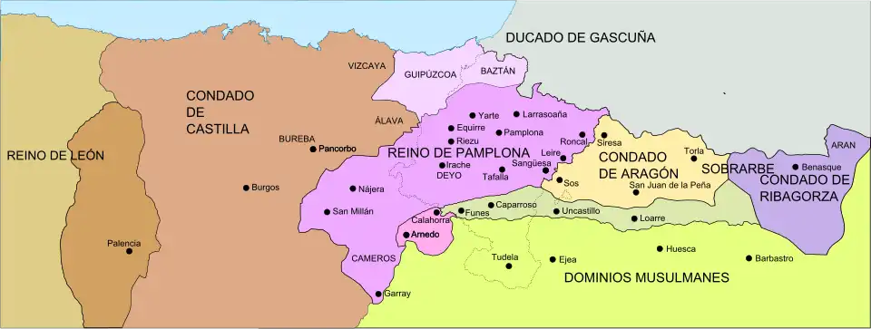 El Reino de Pamplona a la muerte de Sancho III el Mayor (1035)       Reino de Pamplona