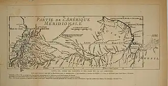 Mapa parcial de la América Meridional por La Condamine, 1744.