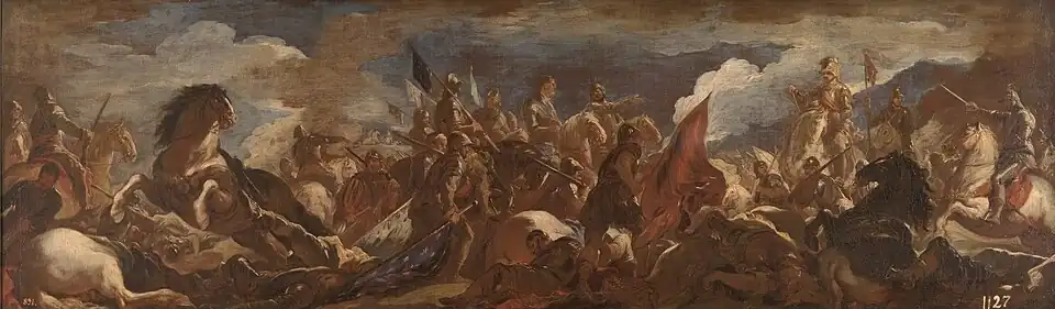 Rendición del ejército francés en San Quintín (1692), por Luca Giordano. Museo del Prado.