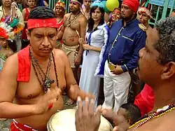 Representación de las tres potencias: María Lionza, Negro Felipe y Cacique Guaicaipuro. Yaracuy, Sorte 2008.