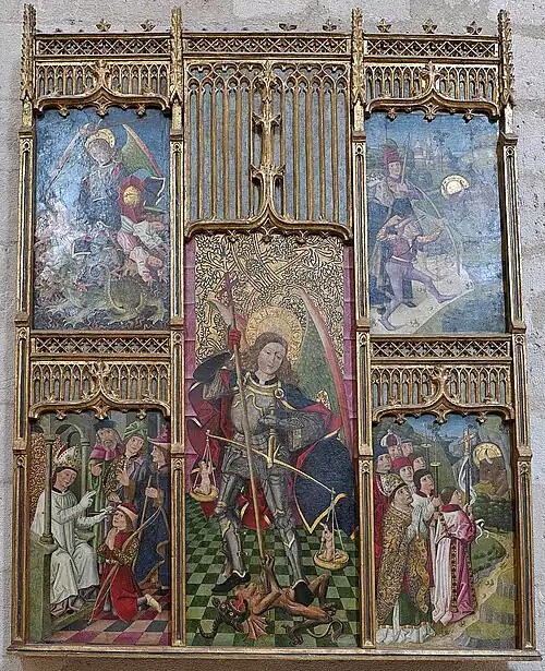 Retablo de San Miguel, museo Diocesano de Valladolid; procedente de Corrales de Duero