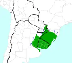 Distribución geográfica del grupo rhabdotus, en el cual se aglutinan algunas de las especies del género Gymnogeophagus.