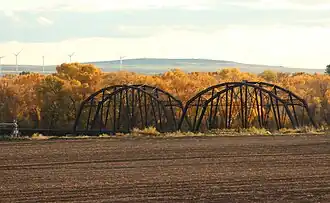 Puente ferroviario (1894) sobre el río Snake, a unos 5 km de Ririe (Idaho)