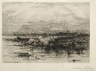 Desembocadura del río Apponaganasett (1883) aguafuerte, tamaño de placa 18,9 x 28,8&nbsp;cm (7 7/16 x 11 5/16 pulg.), Museo de Arte de Cleveland, Cleveland, Ohio