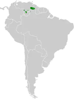 Distribución geográfica del subepalo del Roraima.