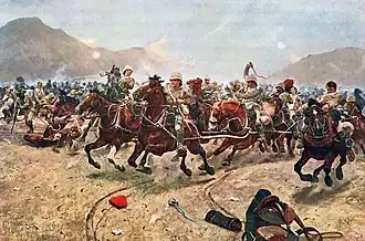 La artillería británica Royal Horse se retira en la batalla de Maiwand