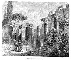 Grabado del siglo&nbsp;XIX que representa las ruinas de la Inconclusa