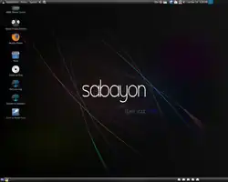 Captura de pantalla de la configuración predeterminada de Sabayon Linux 5.1 con entorno GNOME
