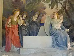 Sacro Monte di Crea Capilla 19. Antonio Brilla, El hallazgo de la tumba vacía de Cristo, 1889