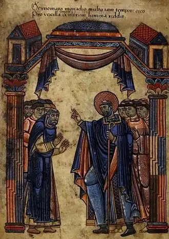 Vida de San Albino de Angers, San Albino bendiciendo a los fieles