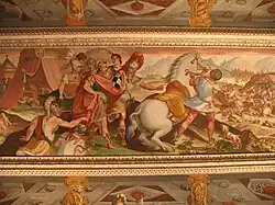 Fresco del linaje, en el Palacio del Marqués de Santa Cruz, de Cesare Arbasia, Juan Bautista Peroli, Francisco Peroli, Nicolás Castello y Francisco Castello (1564-1586).