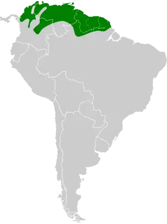Distribución geográfica del pepitero oliváceo.