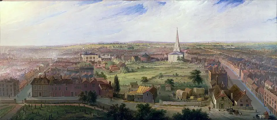 Birmingham desde la cúpula de la iglesia de San Pjilip, por Samuel Lines.
