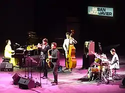 Concierto de Joan Mar Sauqué en el XXVI Festival Internacional de Jazz de San Javieren el auditorio Parque Almansa. Joan Mar Sauqué: trompeta. Champian Fulton: piano y voz. Lluc Casares: saxo, Joan Casares: batería. Giuseppe Campisi: contrabajo.