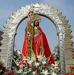 Imagen del Santo Apóstol San Judas Tadeo en sus Sagradas Andas de Zárate del Distrito de San Juan de Lurigancho Lima Peru.