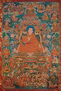 Thangka del siglo XVIII, representando a Sangye Gyatso.