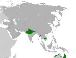 Distribución de la grulla sarus