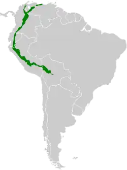 Distribución geográfica del colibrí picocuño oriental.