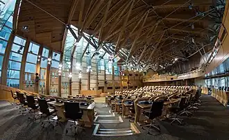 Cámara del Parlamento de Escocia en Holyrood.