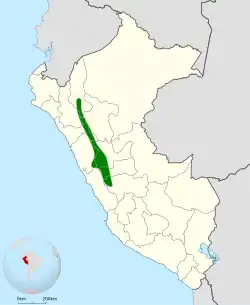 Distribución geográfica del churrín de Tschudi.