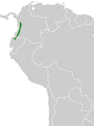Distribución geográfica del churrín del Chocó.