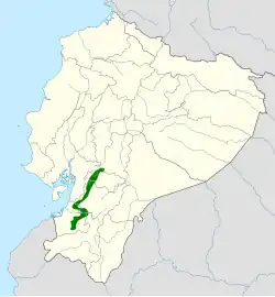 Distribución geográfica del churrín de El Oro.