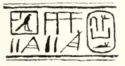 Drawing of hieroglyphs organised in columns