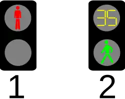 Semáforo peatonal con contador para la luz verde.