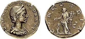 Concordia, en una moneda romana.