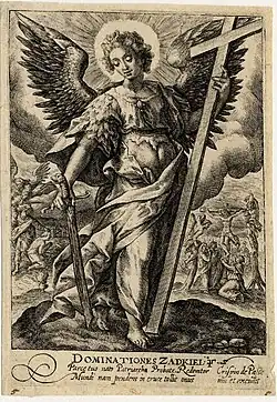 La dominación Zadkiel, grabado de Crispijn van de Passe. 1590–1637, Museo Británico, Londres.