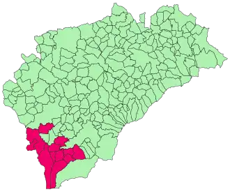 Localización aproximada del sexmo de San Martín en la actual provincia de Segovia