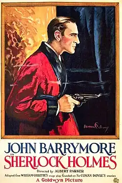John Barrymore en un póster de la película Sherlock Holmes (1922).