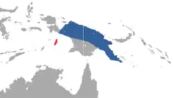 Mapa de distribución de Murexia longicaudata
