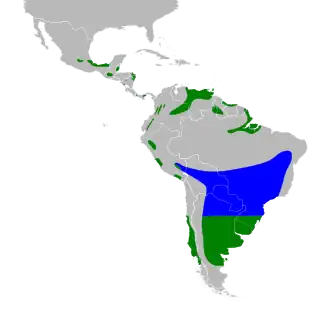 Distribución geográfica del chirigüe sabanero.
