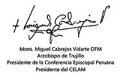 Firma de Miguel Cabrejos Vidarte