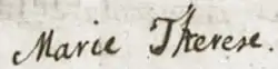 Firma de María Teresa Rafaela de España