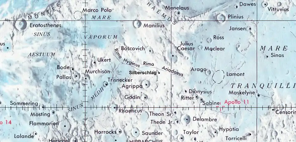 Localización de Triesnecker (centro de la imagen)