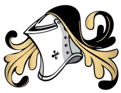 Yelmo cerrado o inclinado, utilizado por los caballeros medievales, también adoptado por los esquire ingleses y Gentilhombres, así como en los escudos de armas burgueses.