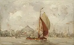 Hobbe Smith (1900): Tjalk navegando saliendo del puerto de Ámsterdam, colección particular.