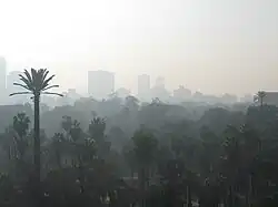 Panorámica del esmog sobre la ciudad