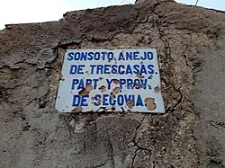 Inscripción antigua sobre Sonsoto en una choza.