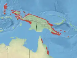 Distribución de Pteropus conspicillatus